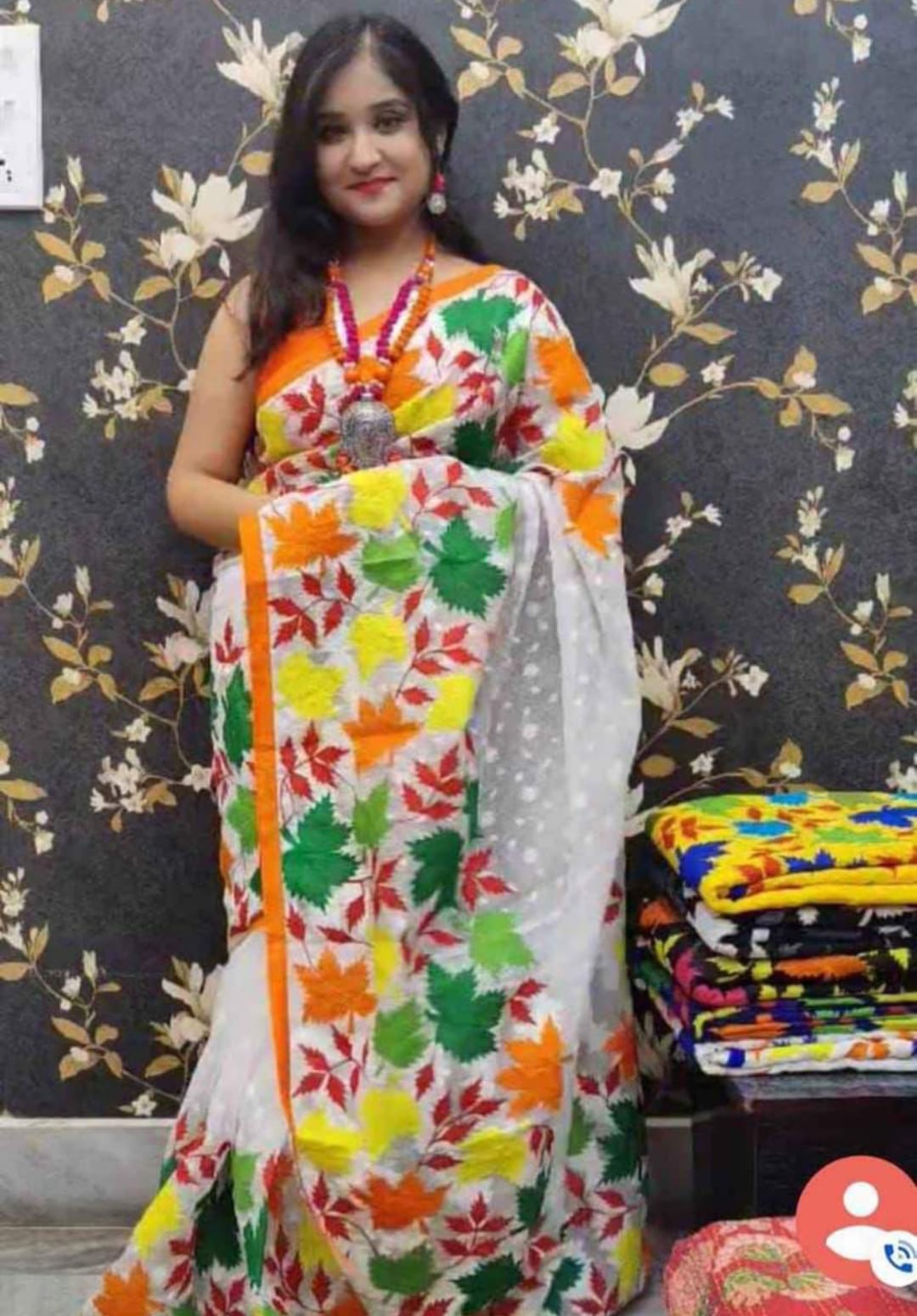 🌼 Exquisite Jamdani Appliqué Work Saree 🌼