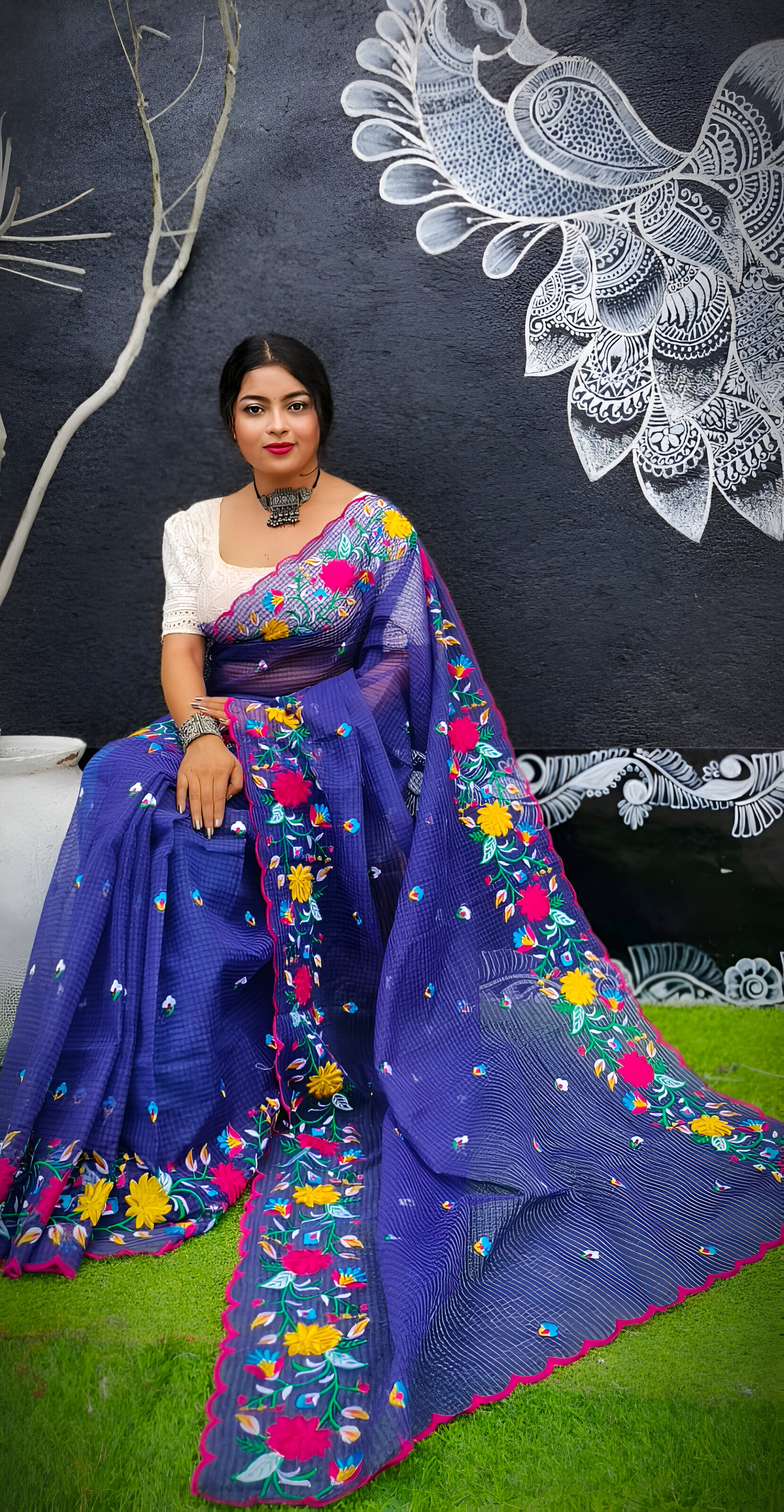 🌼 Pure Reshom Kota Embroidery Saree 🌼