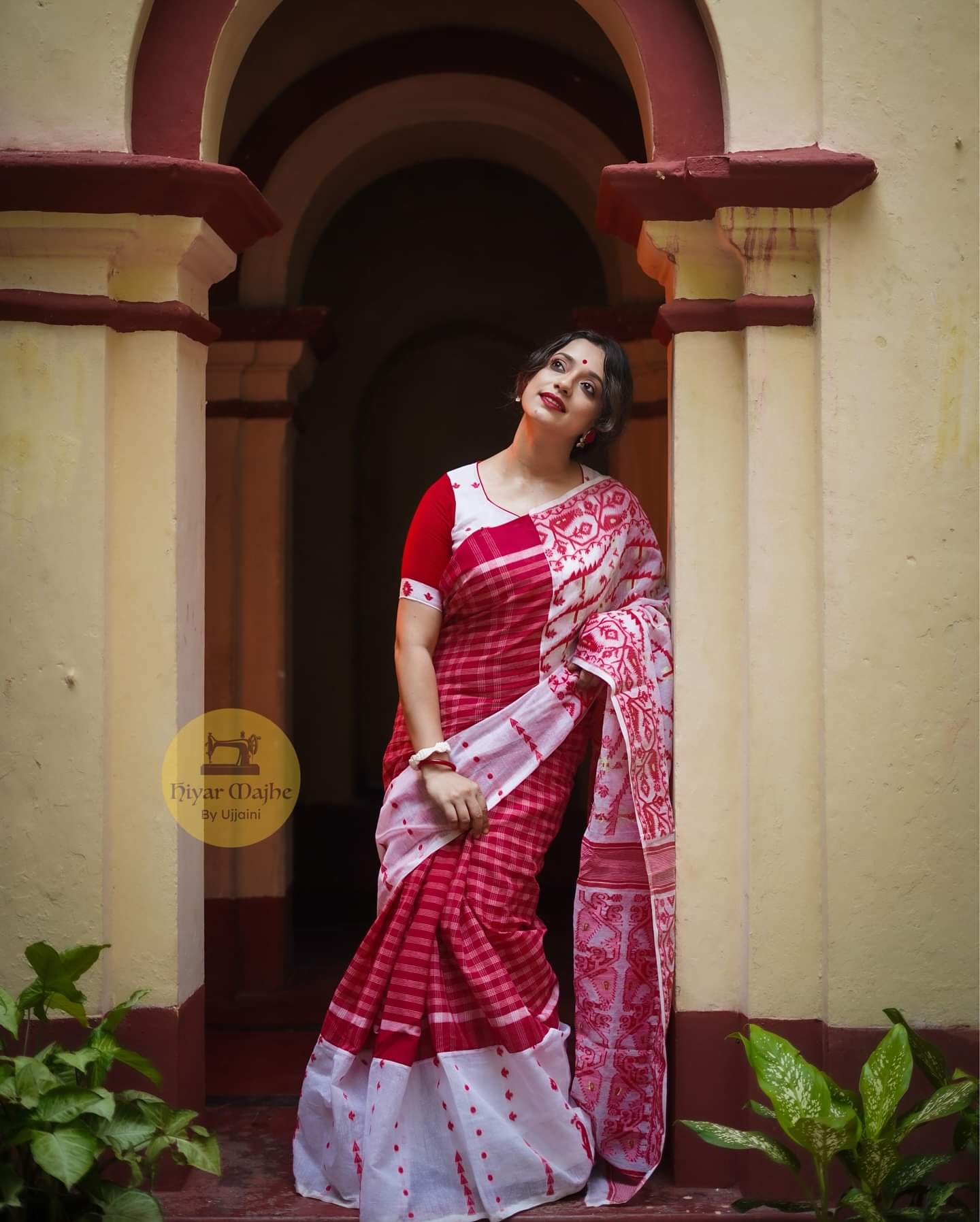 🌼 Gamcha Check Mix Jamdani Saree 🌼