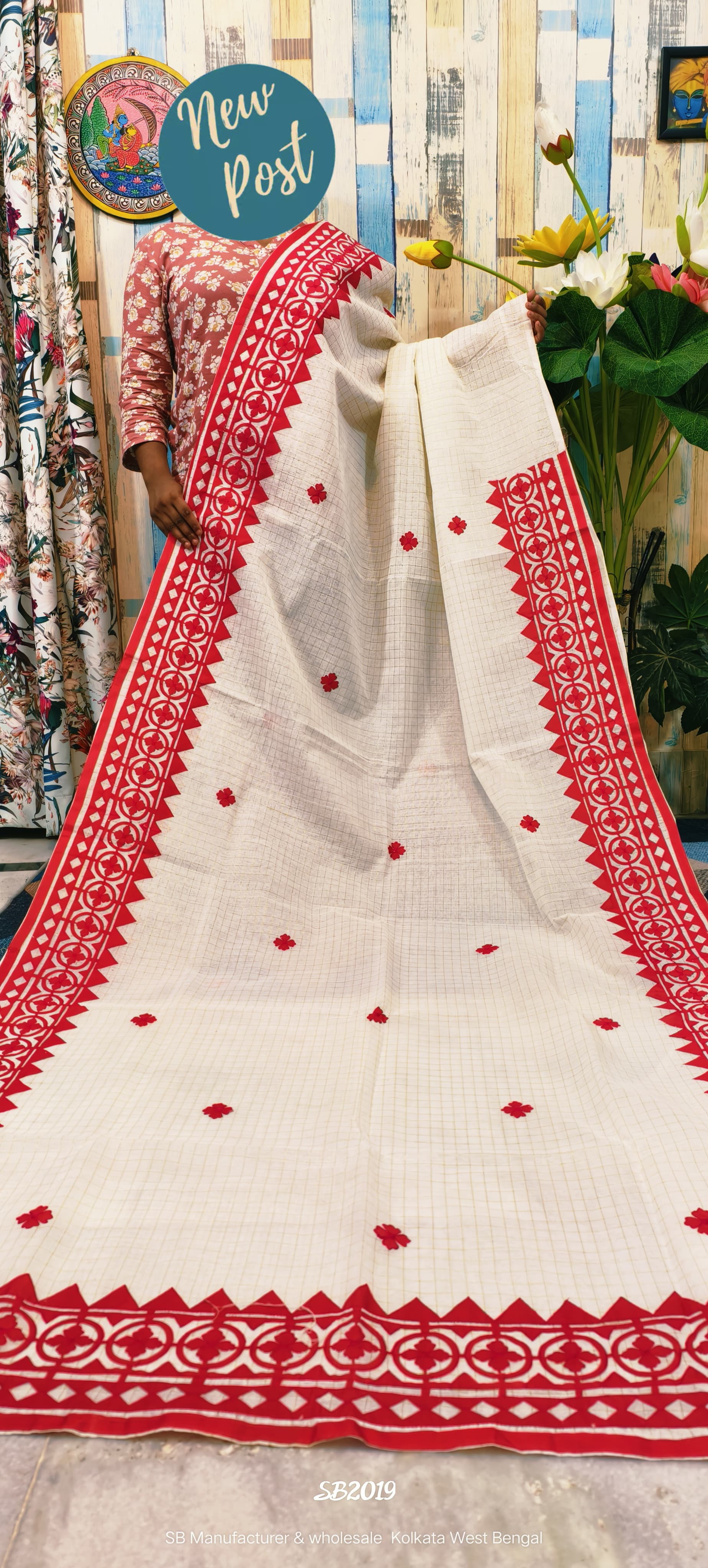 🌼 Reshom Kota Appliqué Work Saree 🌼