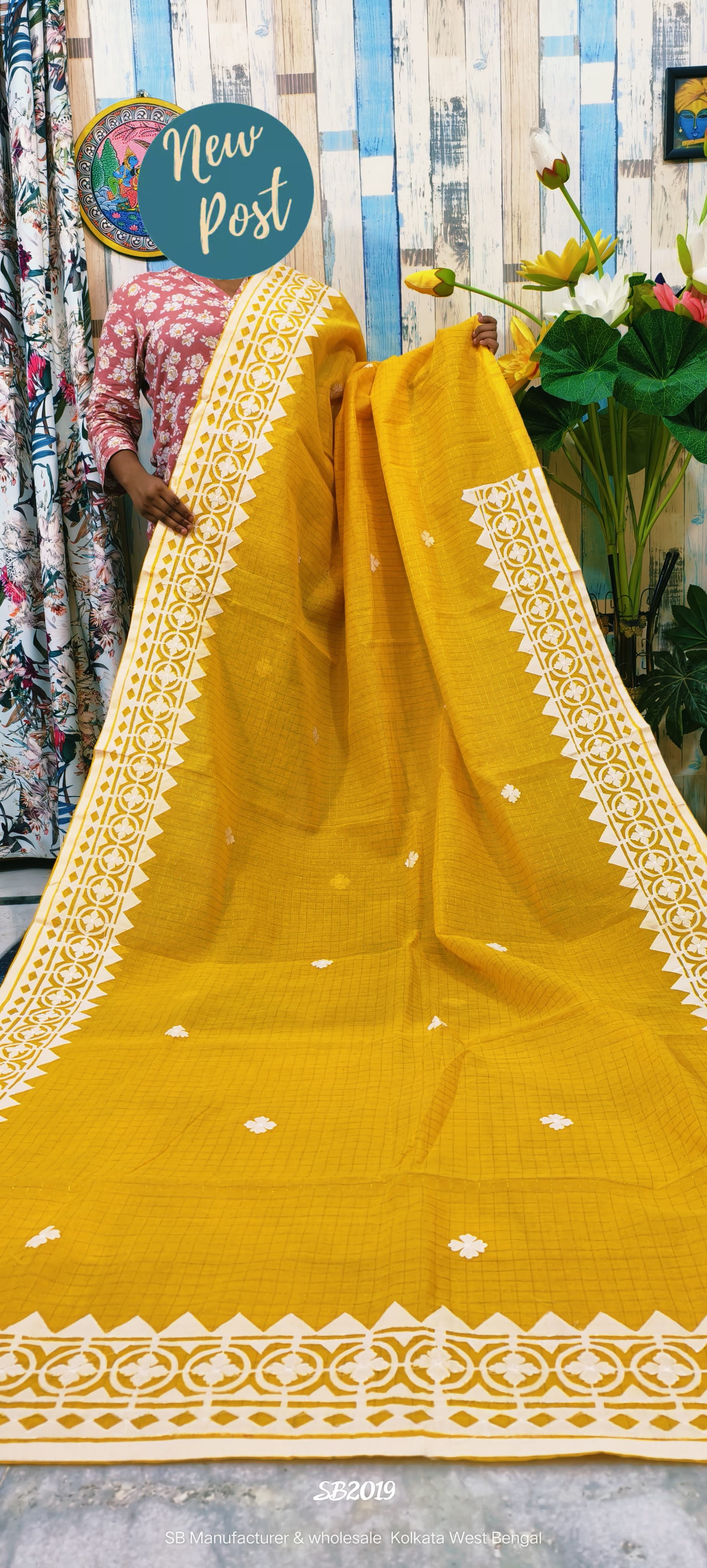 🌼 Reshom Kota Appliqué Work Saree 🌼