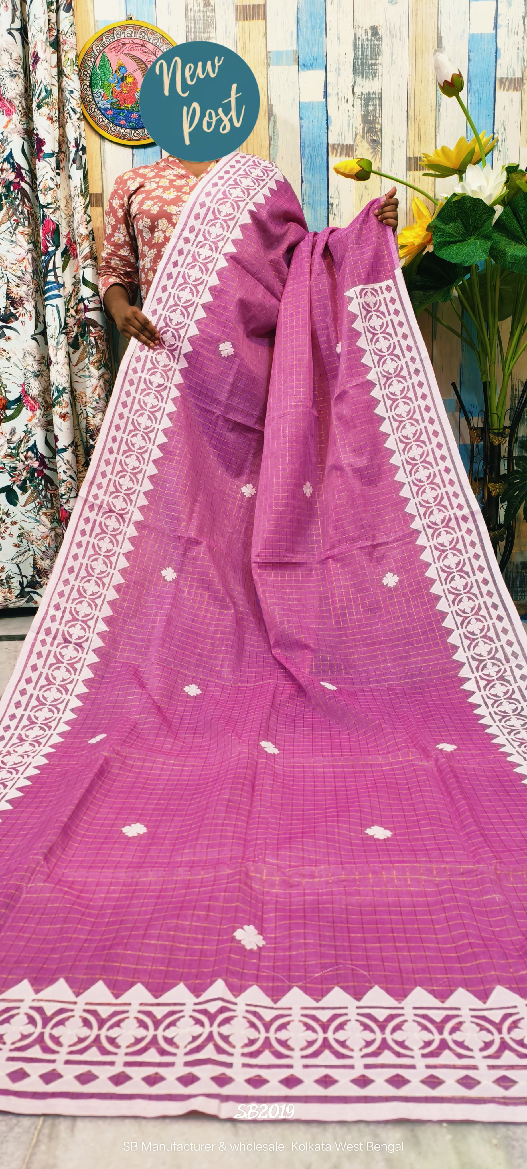 🌼 Reshom Kota Appliqué Work Saree 🌼