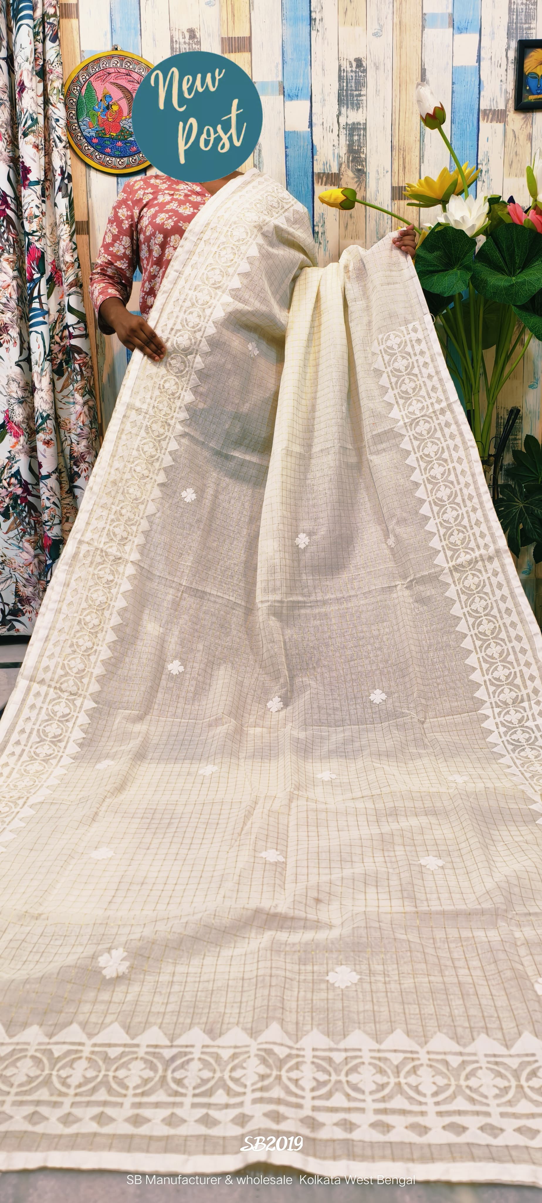 🌼 Reshom Kota Appliqué Work Saree 🌼