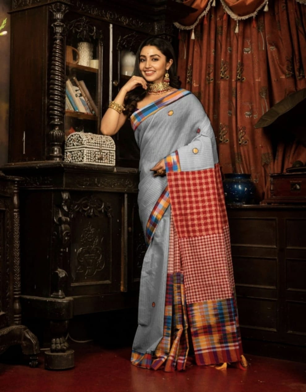 🌼 Handcrafted Gamcha Work Saree 🌼