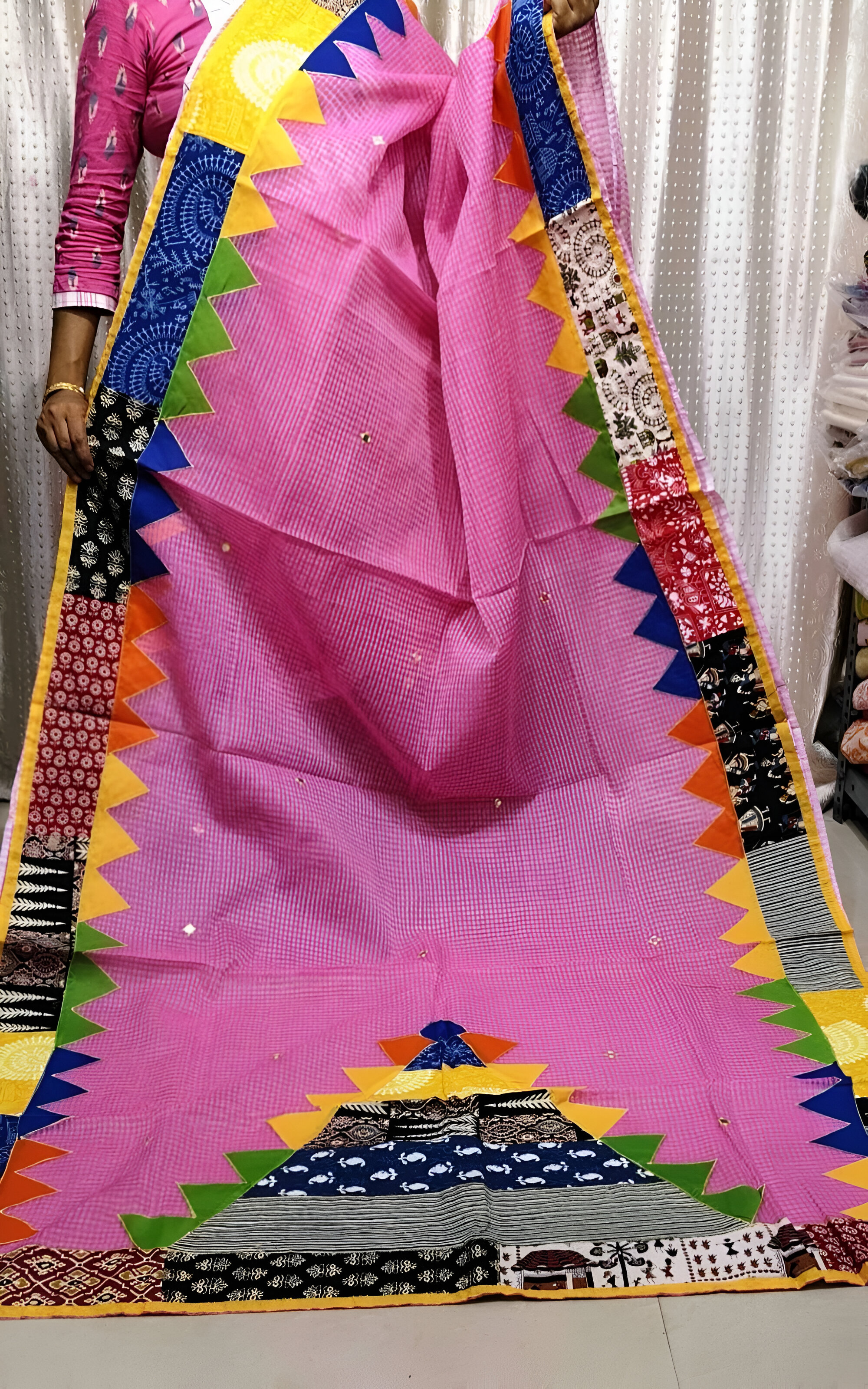 🌼 Stunning Mix & Match Ajrakh Work Saree 🌼