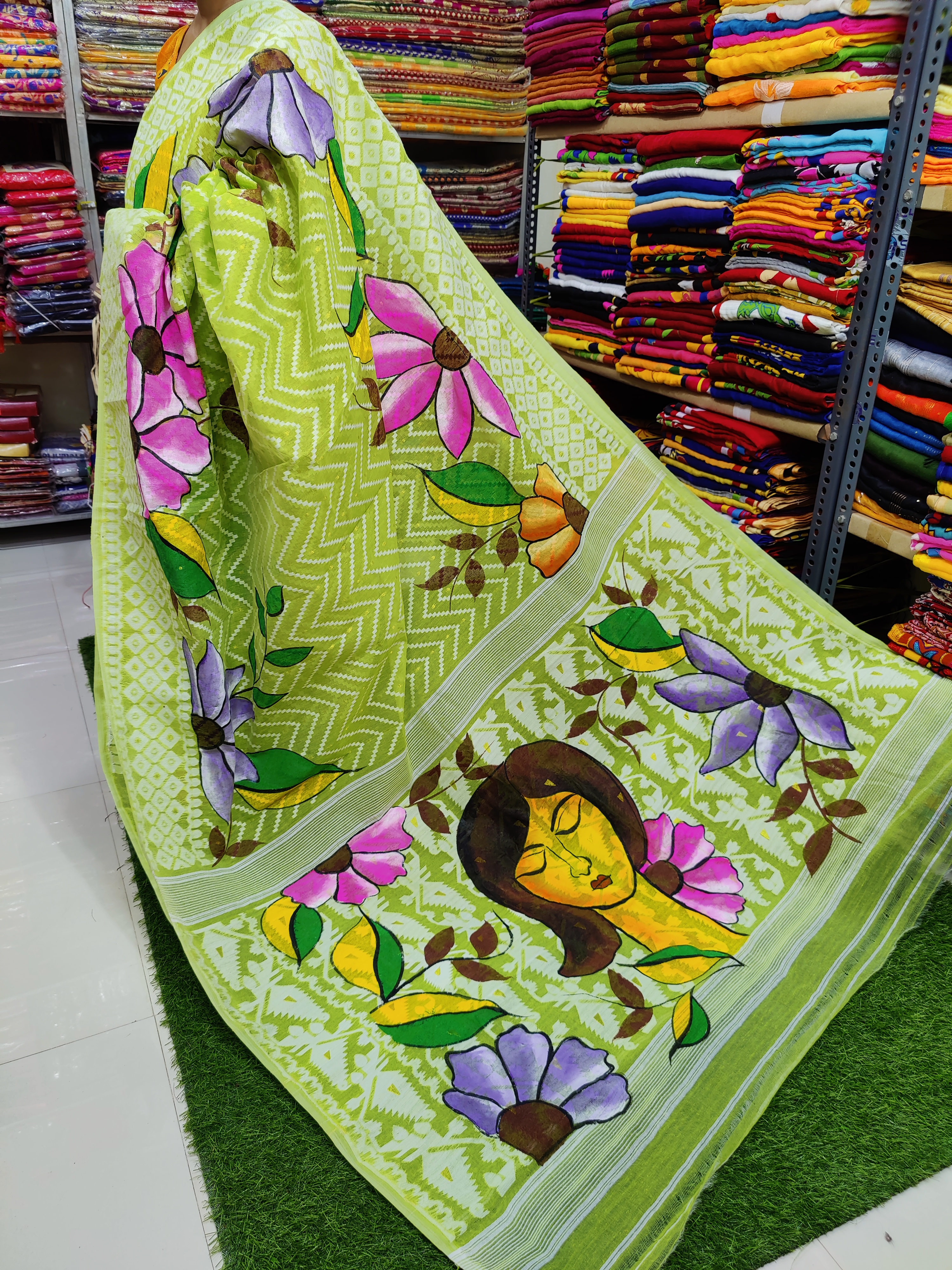 ✨ Exclusive Jamdani Hand-Printed Saree – Limited Edition! ✨