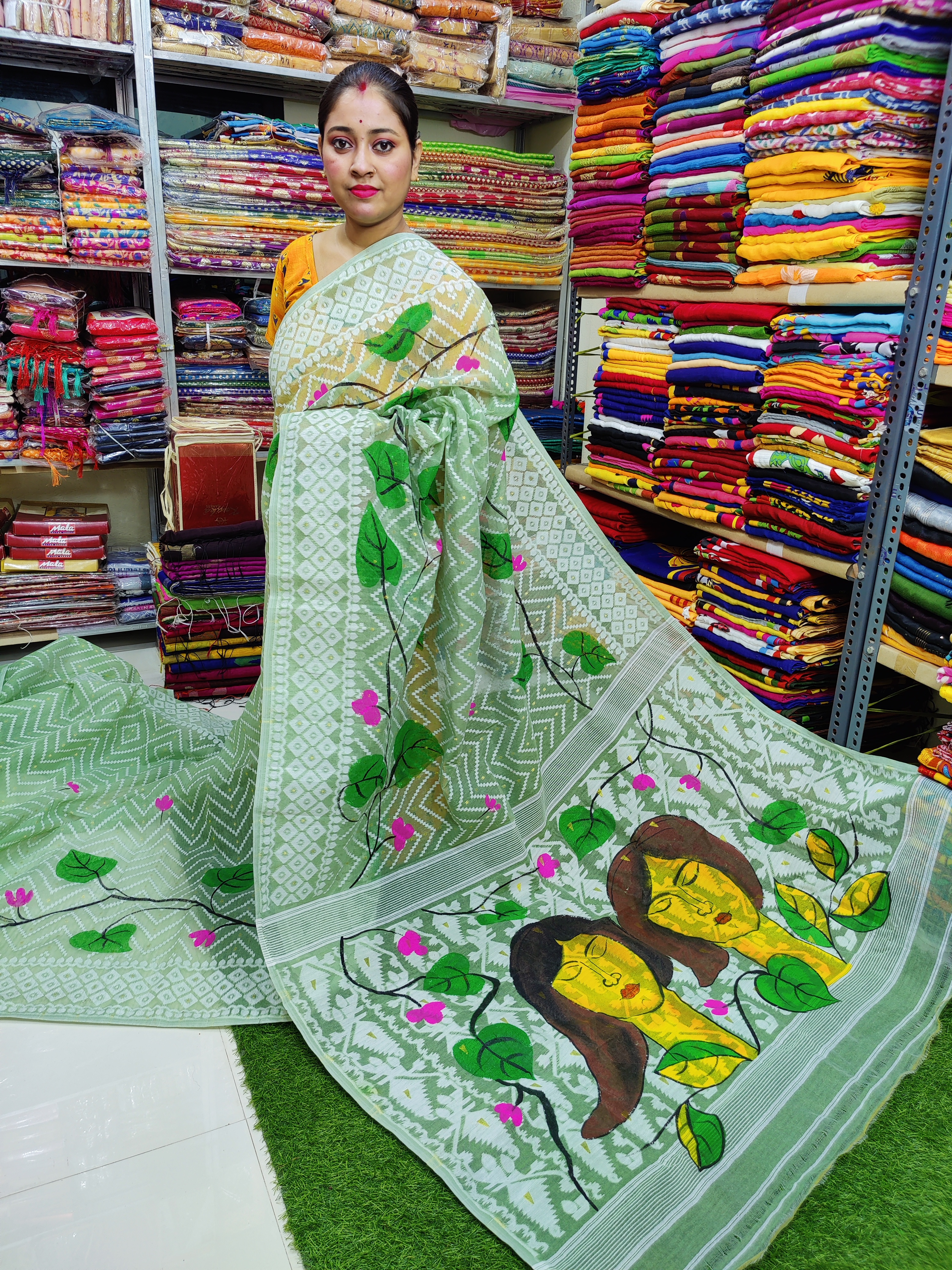 ✨ Exclusive Jamdani Hand-Printed Saree – Limited Edition! ✨
