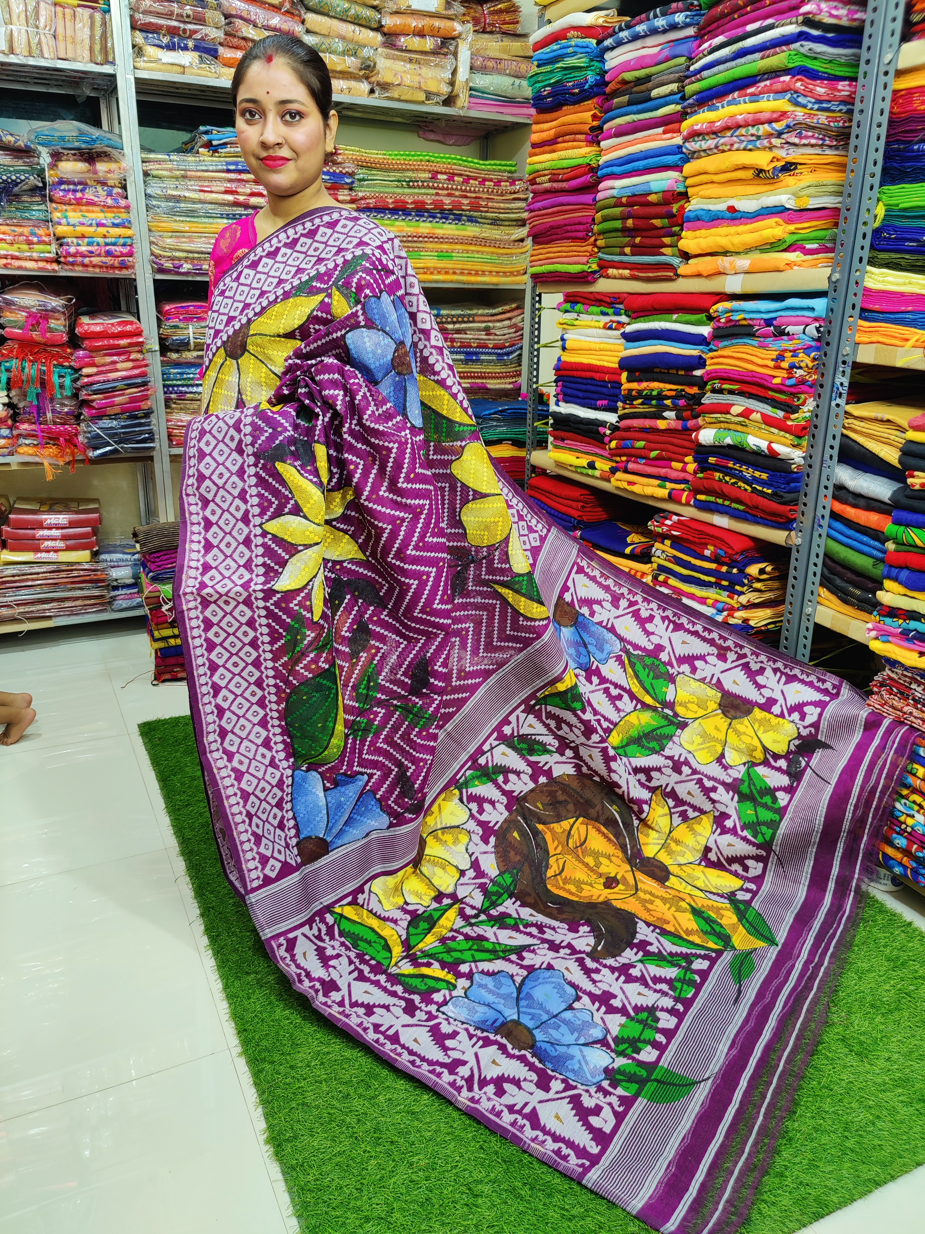 ✨ Exclusive Jamdani Hand-Printed Saree – Limited Edition! ✨