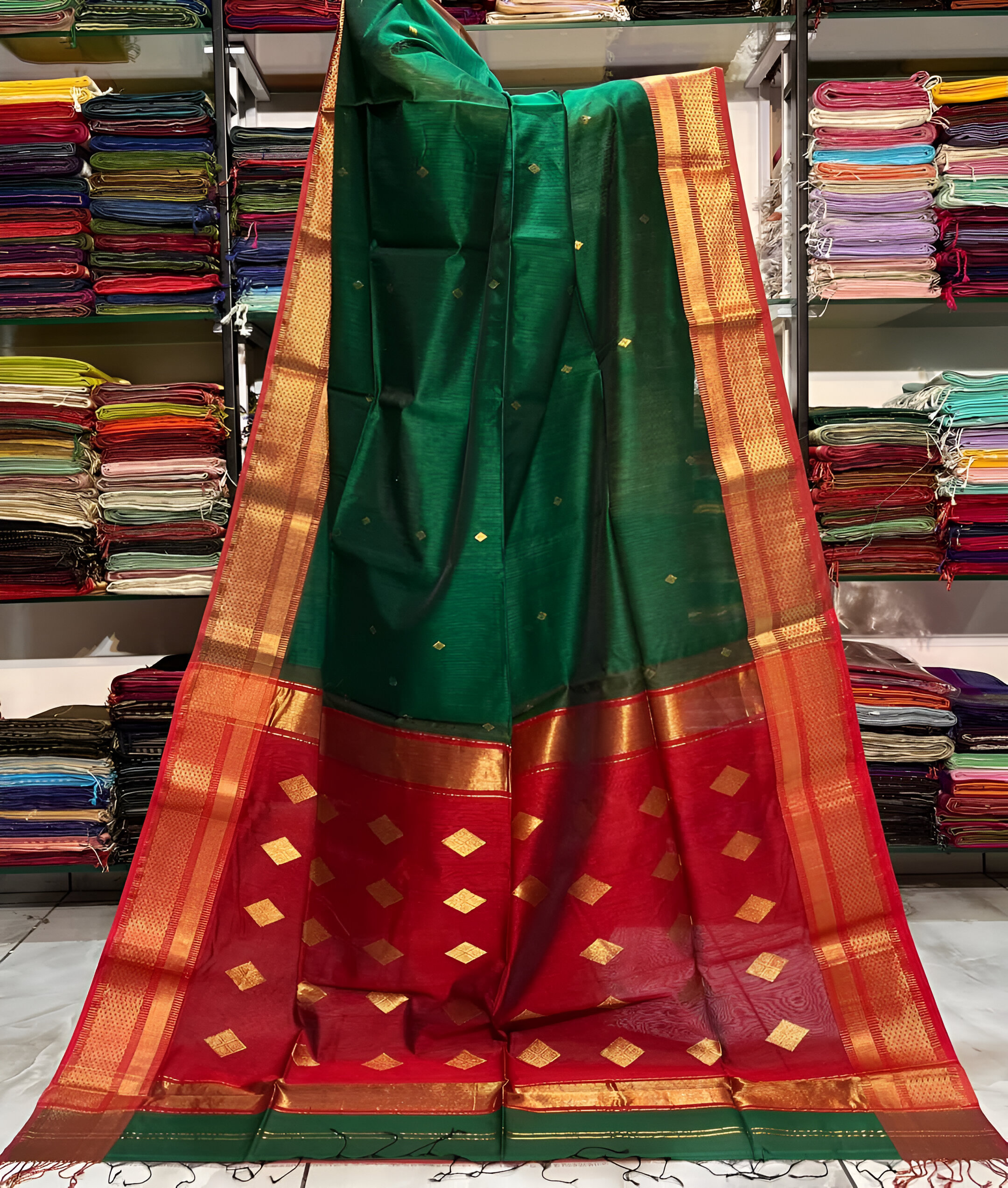 🌸 Exclusive Handloom Mayeshwari Nimki Buti Saree! 🌸