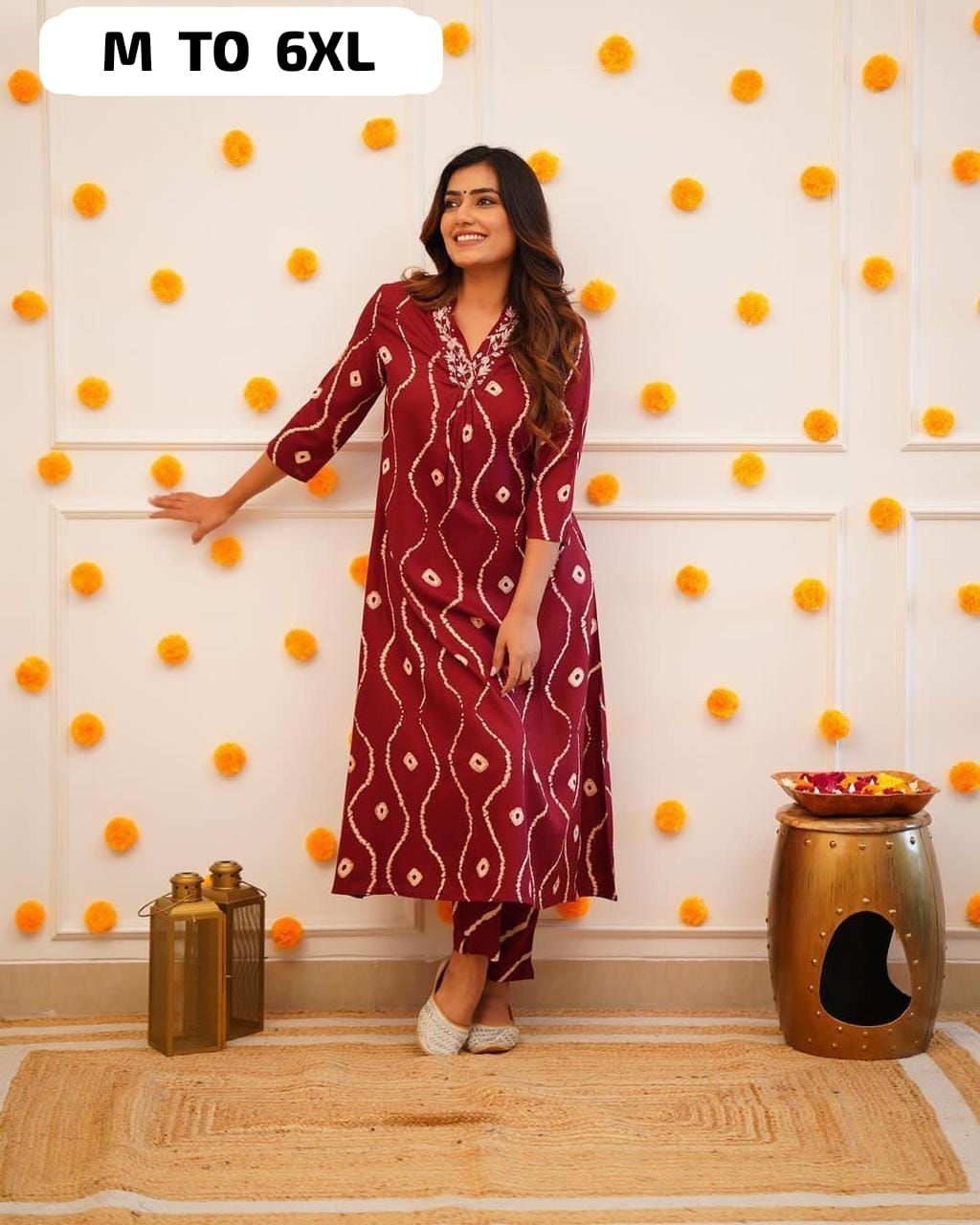 Festive Elegance Kurta Pant Set – Embroidered Neck Magic