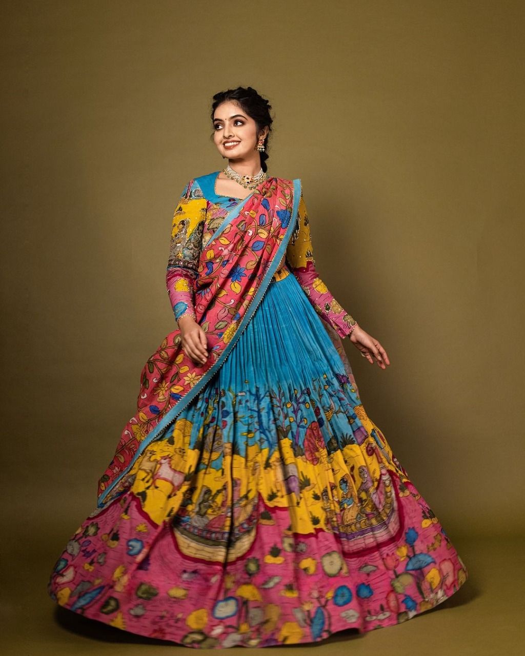 💫 Elegant Kalamkari Tussar Silk Lehenga Choli