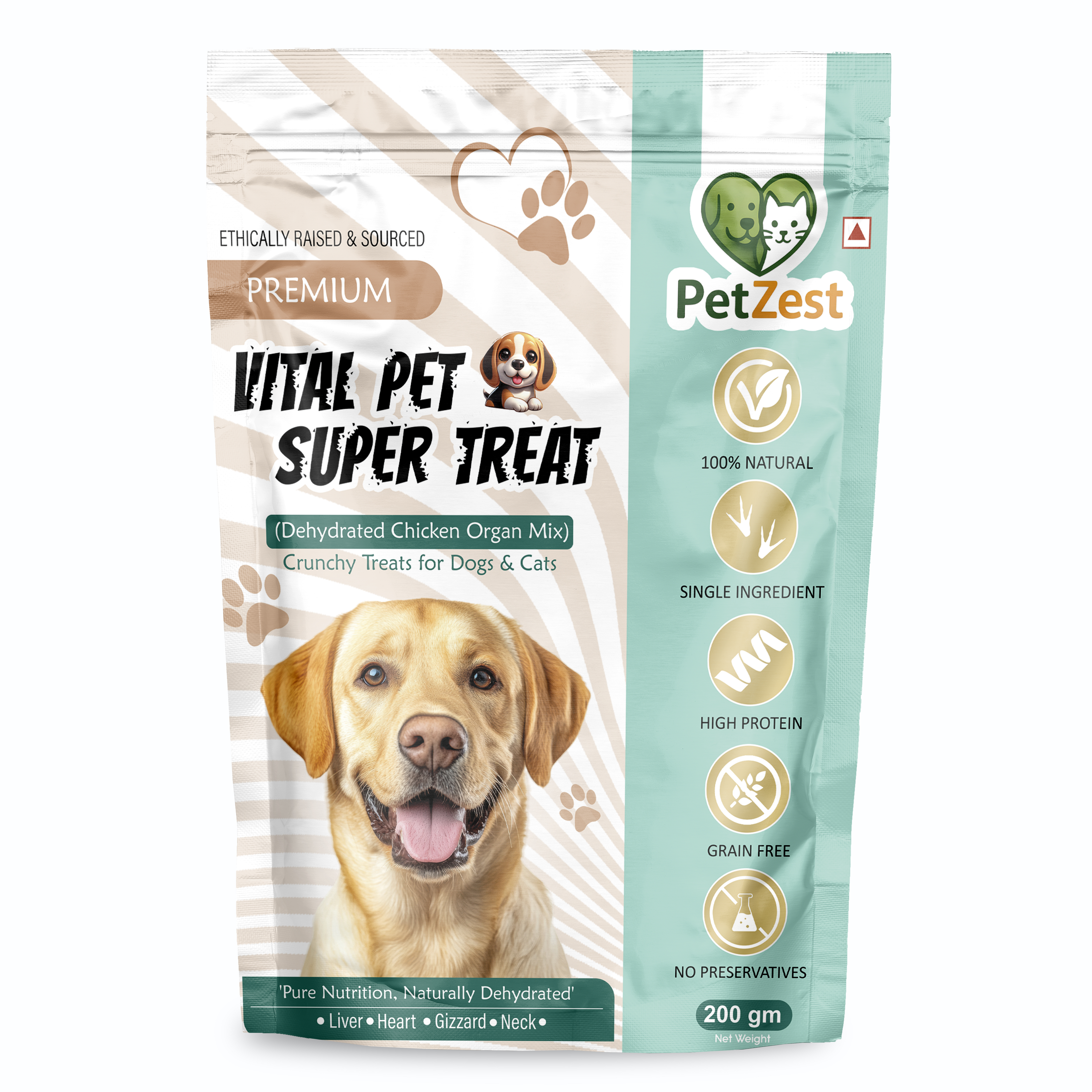 PetZest - Dehydrated Chicken Organ Mix Treats for Dogs & Cats | Grain-Free. Chicken Dog Treat