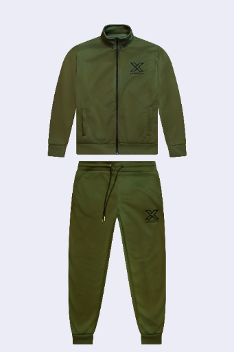 TimesTen Hoodless Polyester Tracksuit - Khaki Green Edition