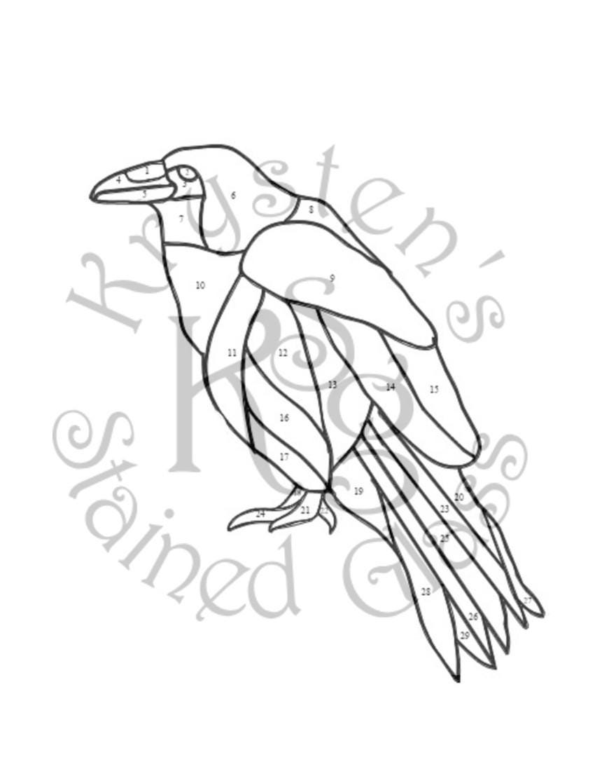 Stained Glass Pattern for Crow