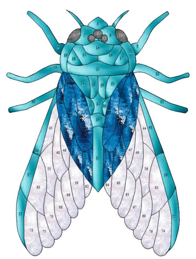 Stained Glass Pattern for Cicada