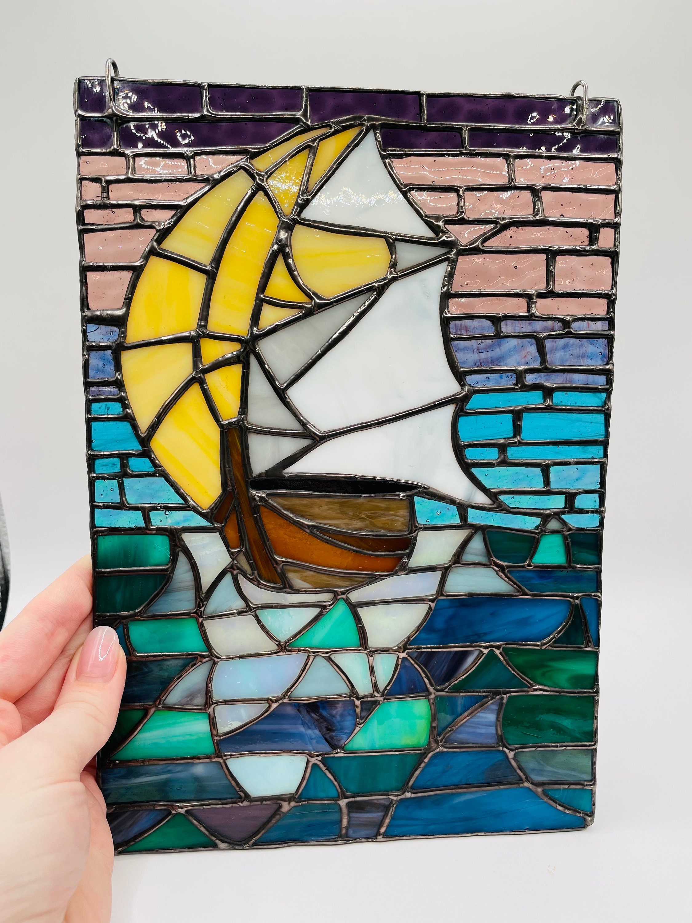 Fantasy Boat on the Ocean Suncatcher