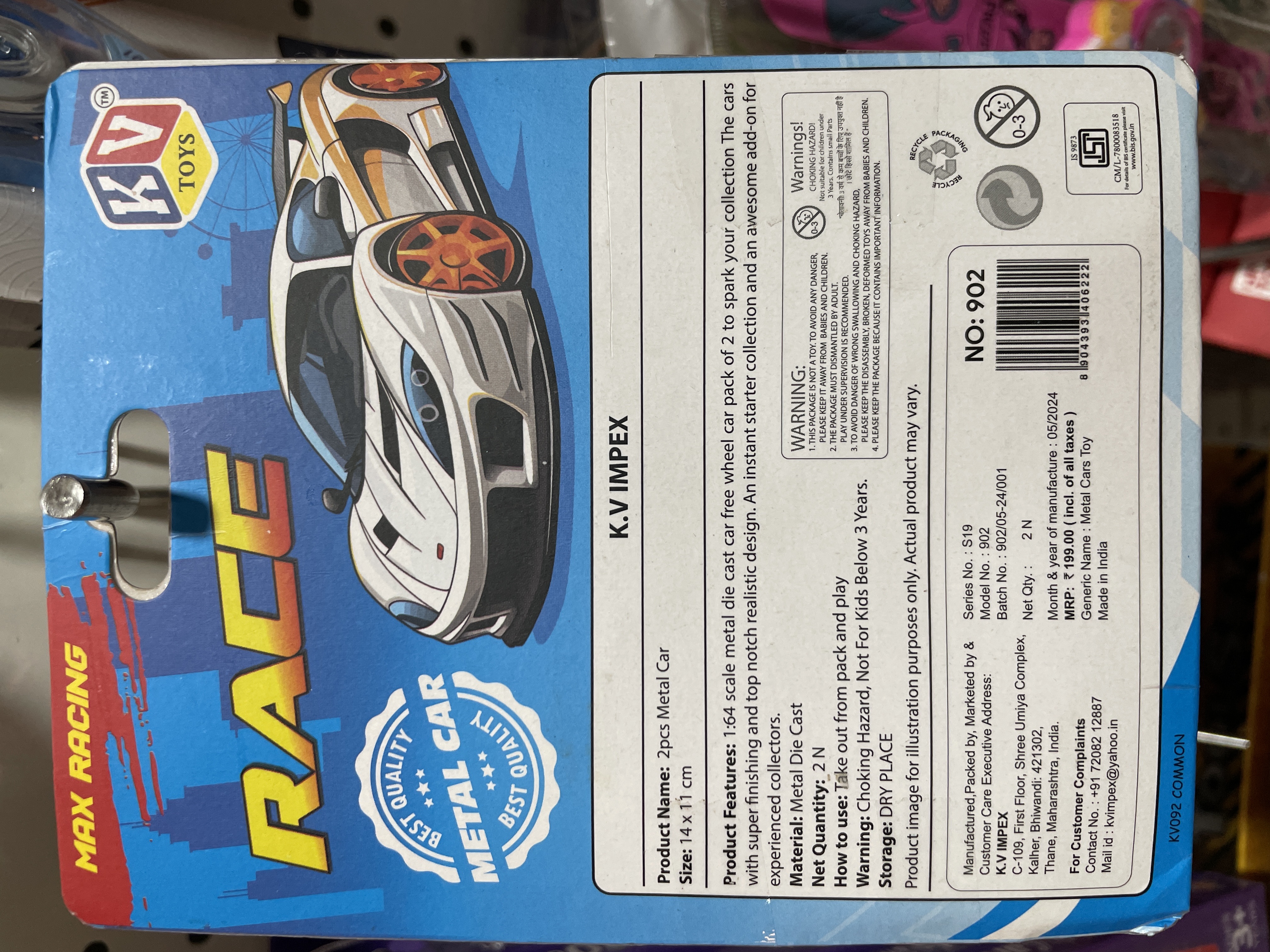 KV  Max Racing Die-Cast Toy Car