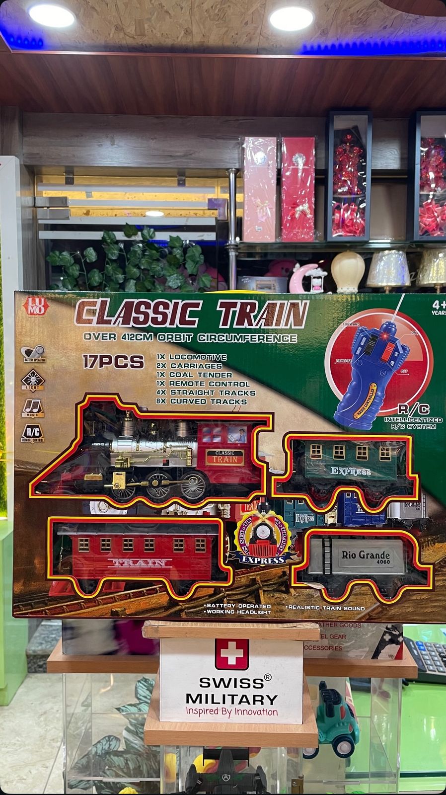 17 Pcs Classic Train Set with Remote Control | Battery Operated Toy Train with Headlight, Realistic Sound and 412 cm Track | Interactive Playset for Kids | 4+ Years.