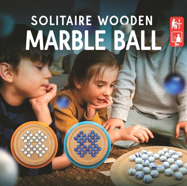 Wooden Solitaire with Marble Ball