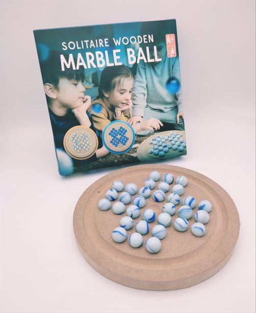 Wooden Solitaire with Marble Ball