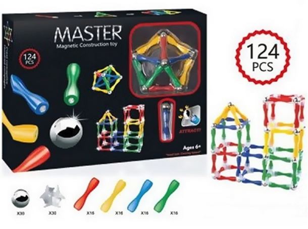 Magnetic Construction Toy - 124 Pieces