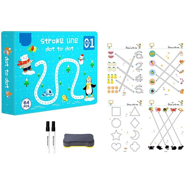 Stroke Line Dot to Dot Practice Book - 64 Pages