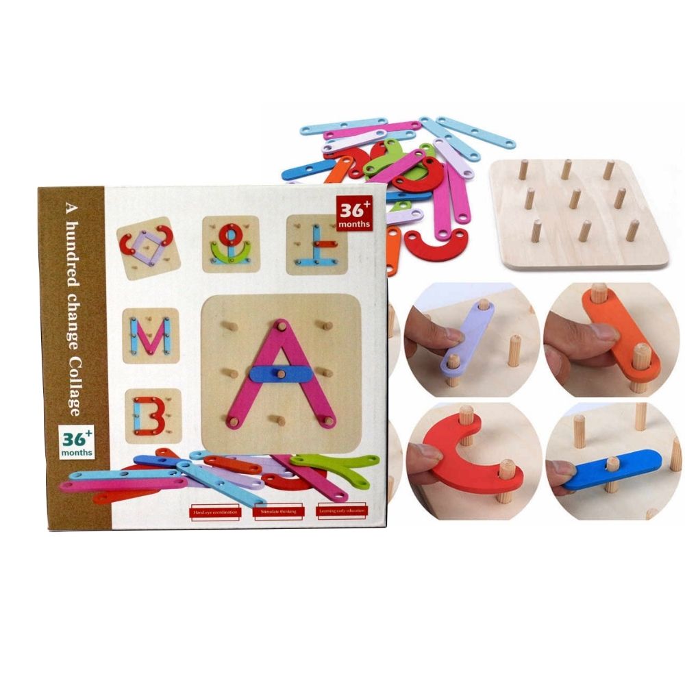 Wooden ABC 100 Collage Geometric Puzzle