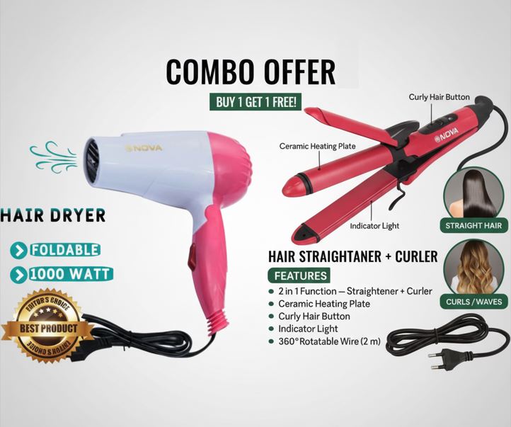 Hair Dryer & Hair Straightener Combo