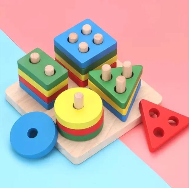 Wooden Shape Sorting Puzzle - 4 Columns