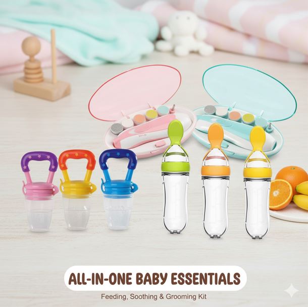 All-in-One Baby Essentials: Feeding, Soothing & Grooming Kit
