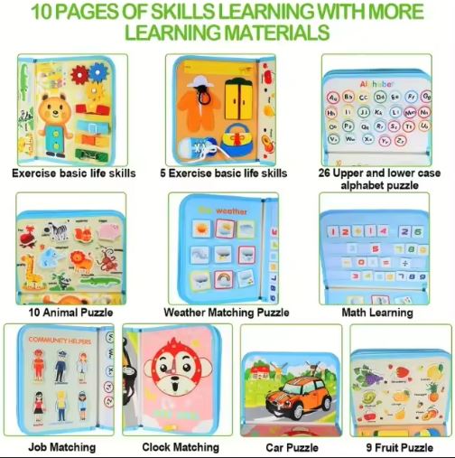 Montessori Educational Busy Book - 10 Pages