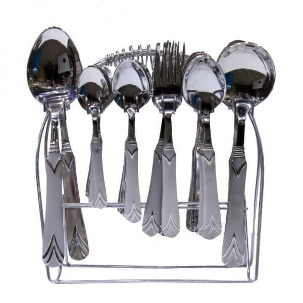Stainless Steel Cutlery Set with Standing Rack - 29 Pieces