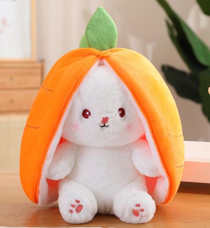 Carrot Bunny Rabbit Plush Toy with Zipper
