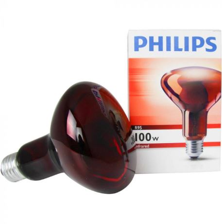 Infrared Heat Lamp - 100 Watts Philips Bulb