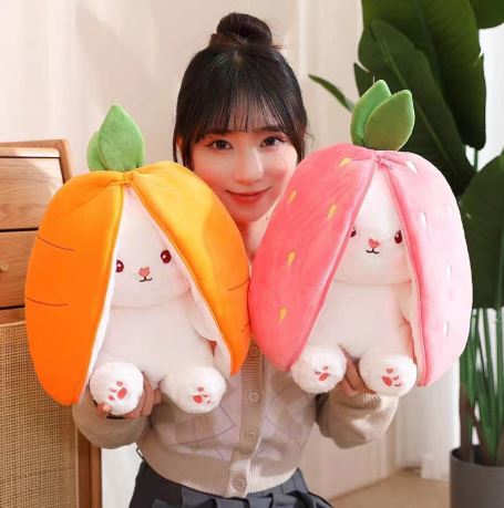 Carrot Bunny Rabbit Plush Toy with Zipper