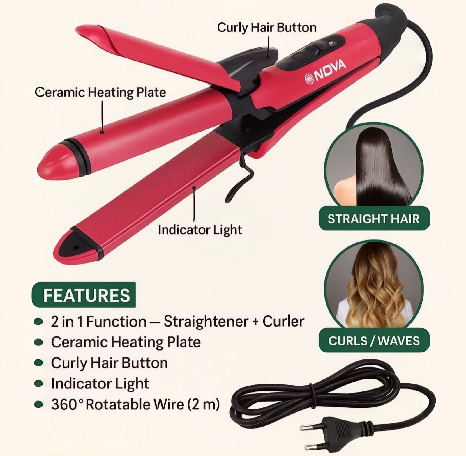 Hair Dryer & Hair Straightener Combo