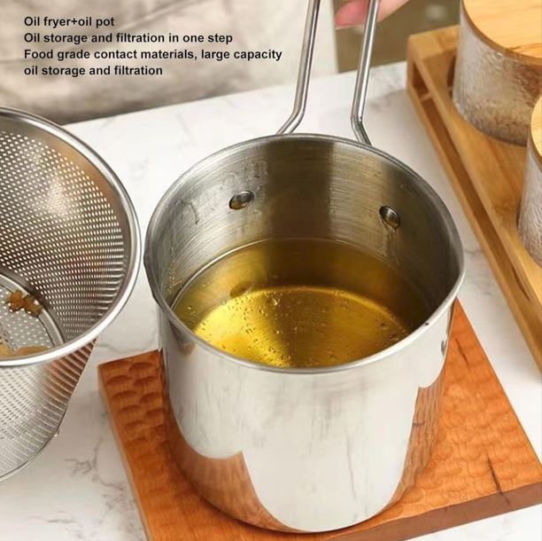Stainless Steel Deep Fryer Pot with Oil Filter Basket – 1800ml