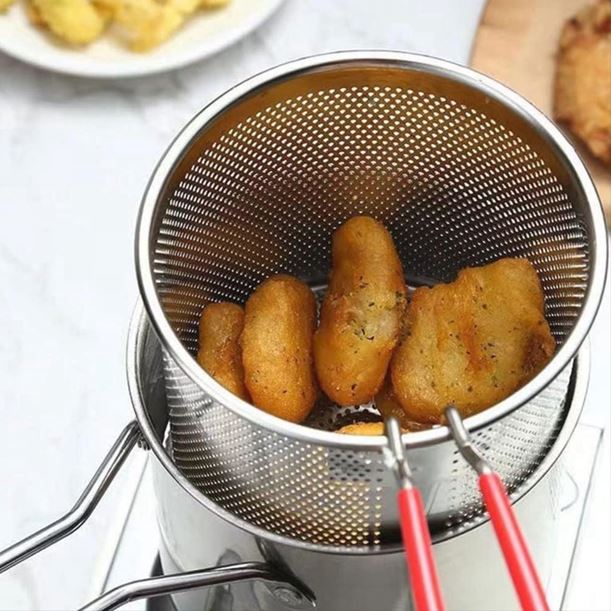 Stainless Steel Deep Fryer Pot with Oil Filter Basket – 1800ml