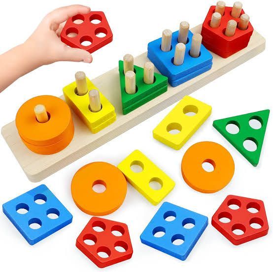 Wooden Geometry Shape Sorting Puzzle - 25 Blocks