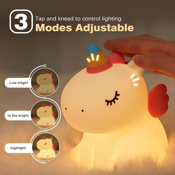 Rechargeable Silicone Night Lamp - Unicorn, Rhino, Kuromi