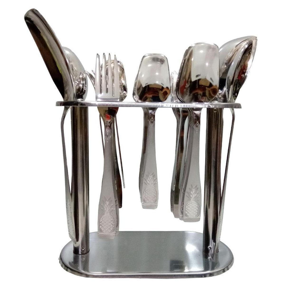 Stainless Steel Cutlery Set with Standing Rack - 29 Pieces