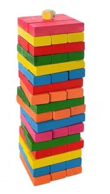 Wooden Jenga Stacking Blocks Brown & Multicolor