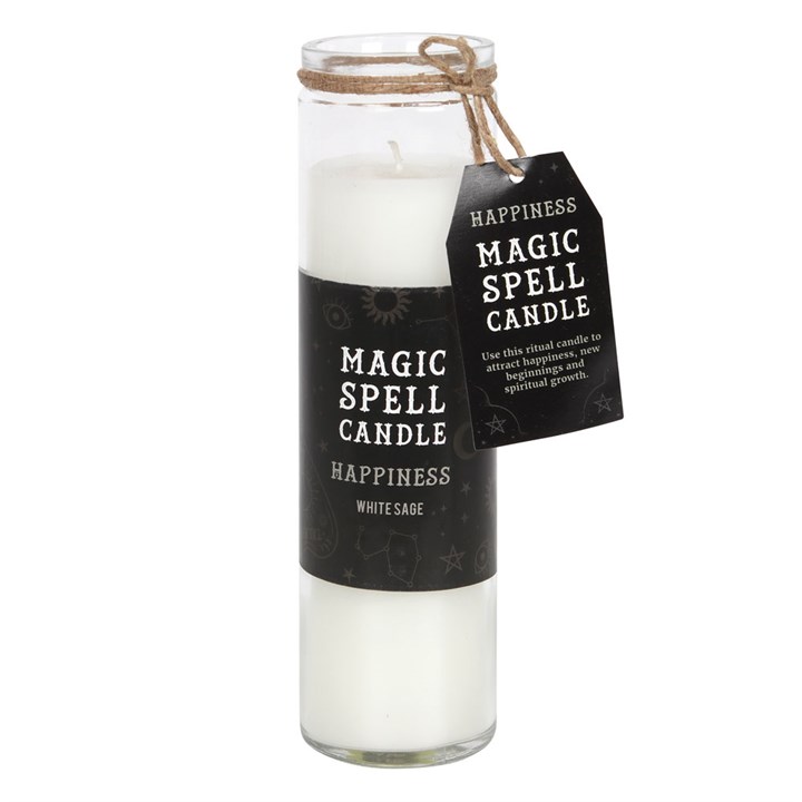 Magic Spell Candle - Happiness (White Sage)