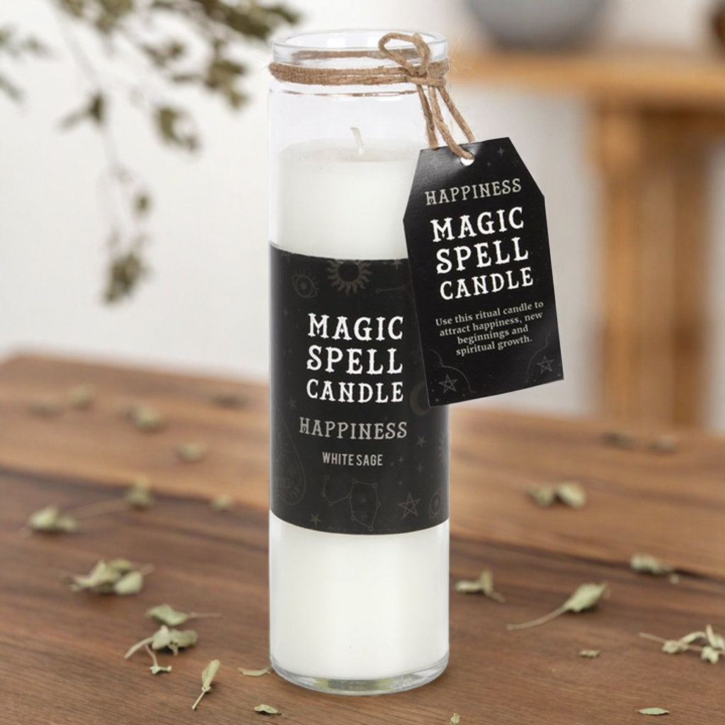 Magic Spell Candle - Happiness (White Sage)