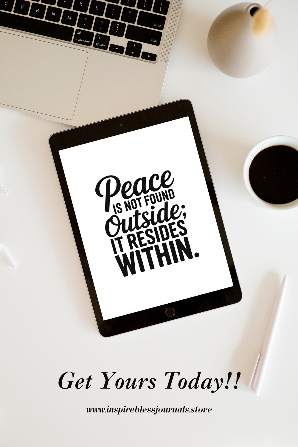 "Peace is Not Found Outside; it Resides Within" Inspirational Digital Journal (8.5x11) A4 (8.27x11.69)