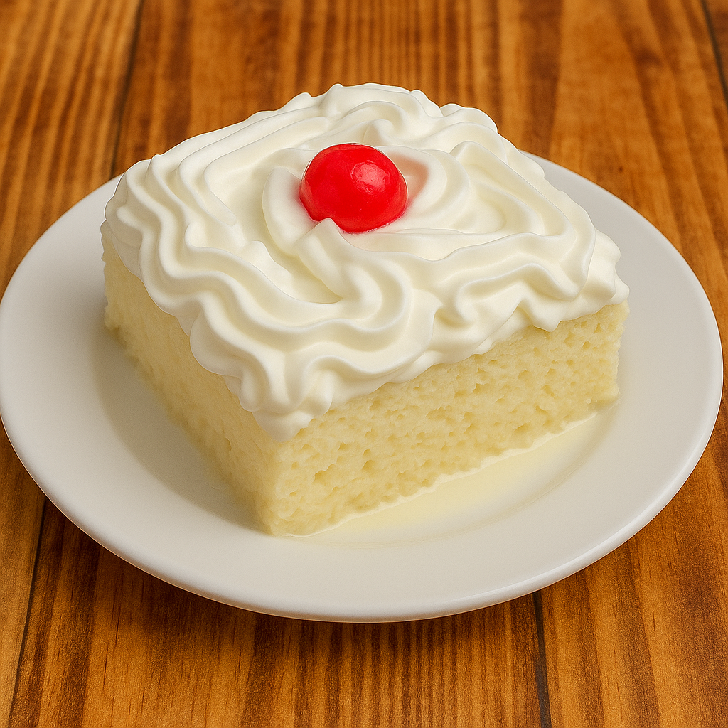 Vanilla Tres Leches Cake Slice (Postre Tres Leches)