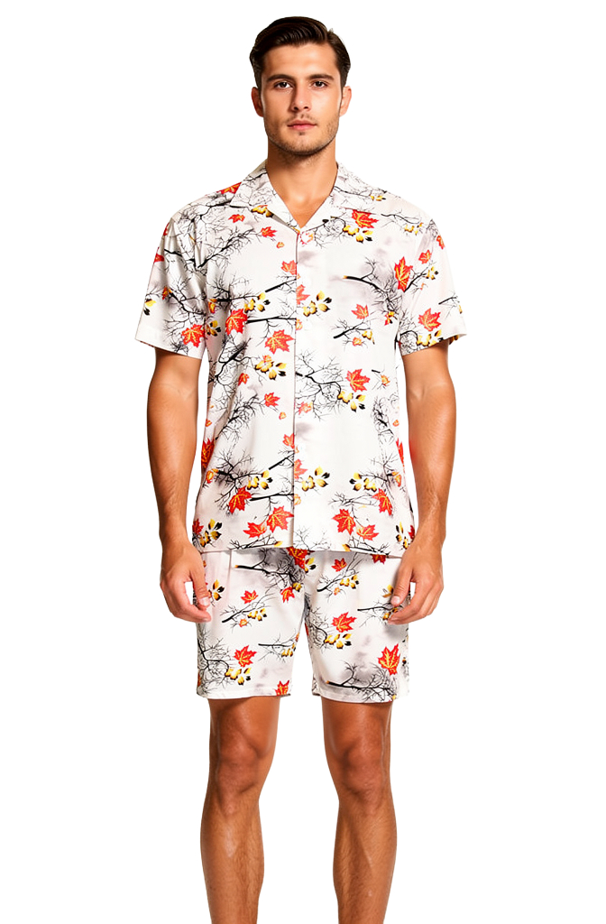 Men's Floral Print Hawaiian Shirt & Shorts