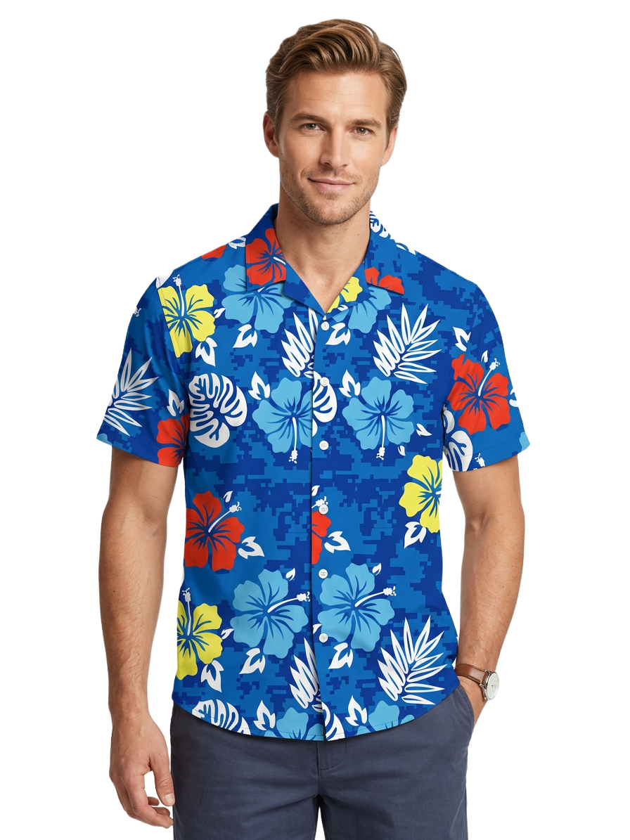 Men's Tropical Print Shirt & Shorts Set