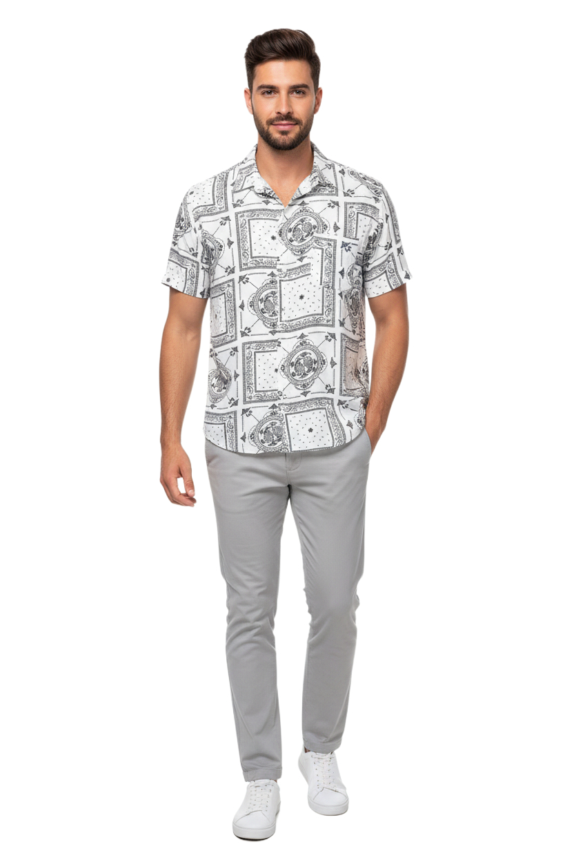 Men's Geometric Print Hawaiian Shirt