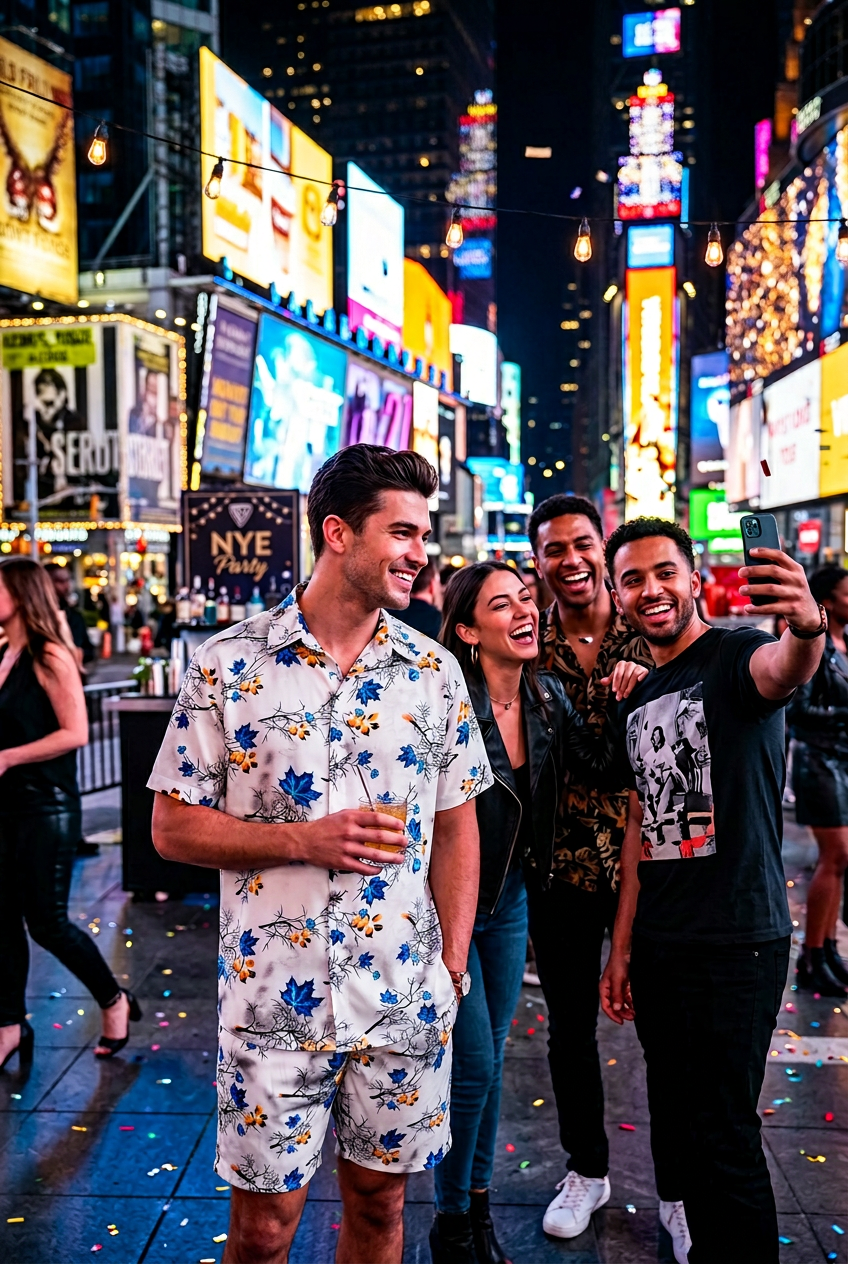 Men's Floral Print  Hawaiian Summer Set